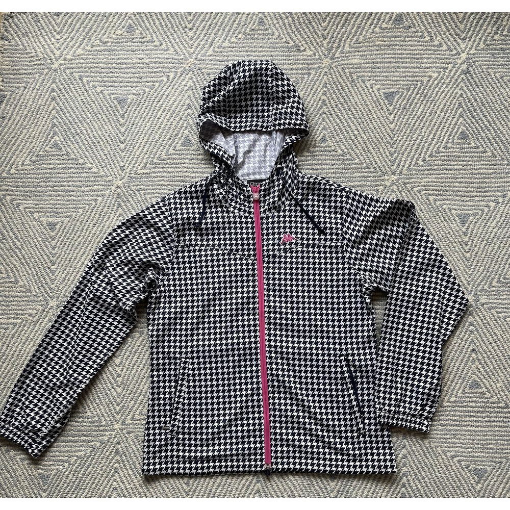 Women's Kappa Full Zip Hooded Lightweight Jacket‎ - Black/White/Pink - XL